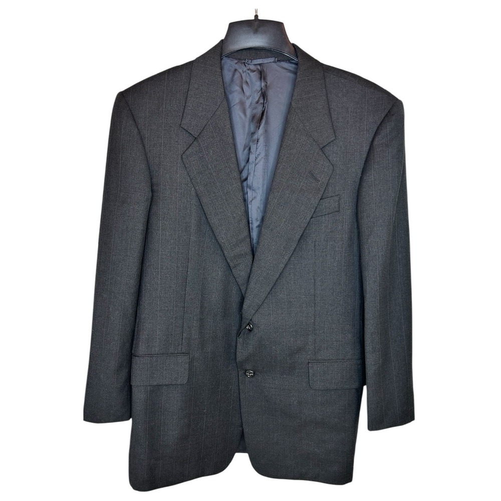 Hickey‎ Freeman Loro Piana 120s Wool Suit Jacket 41R Gray White Pinstripe Blazer